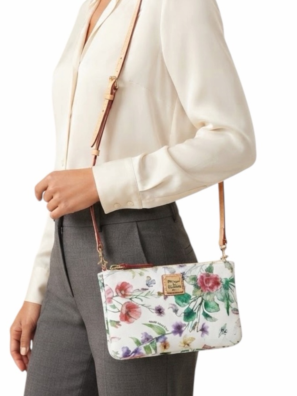 Dooney & Bourke Botanical Print Large Bella Double CompartmentCrossbody Bag, NWT